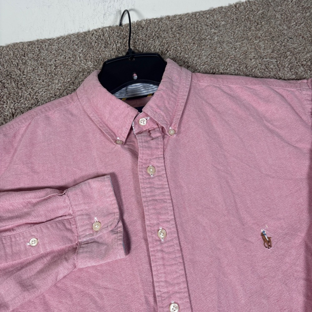 Polo Ralph Lauren Mens Pink Oxford Button Down Shirt XLT Long Sleeve Pony Logo